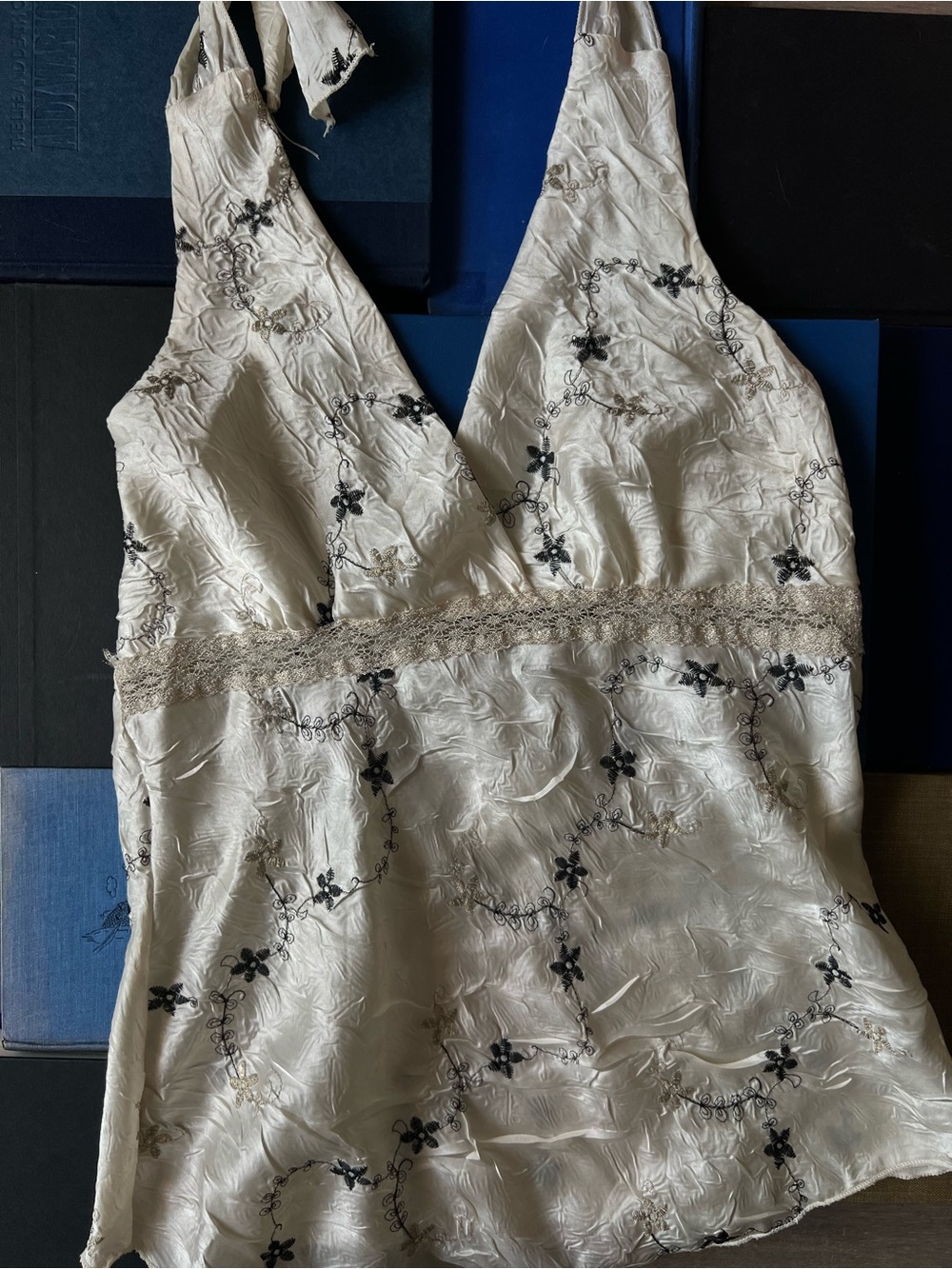 Vintage Floral Embroidered Halter Top